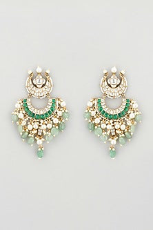 Gold Plated Jadtar Stone Chandbali Earrings