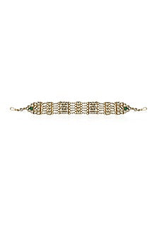 Gold Plated White & Green Stones Hairband