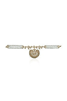 Gold Plated Matha Patti With White Jadtar Stones