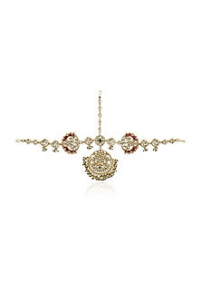 Gold Plated White Stones Matha Patti