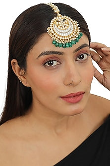 Gold Plated Jadtar Stones Maang Tikka