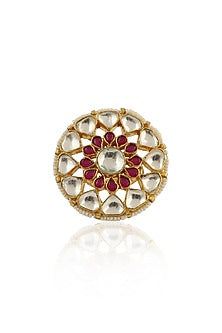 Gold Plated Jadtar Stones Ring