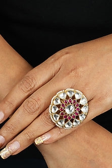 Gold Plated Jadtar Stones Ring