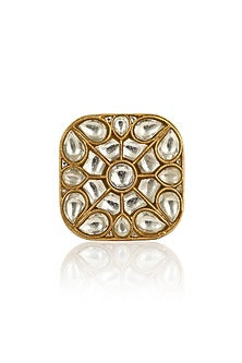Gold Plated Ring With Jadtar Stones