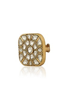 Gold Plated Ring With Jadtar Stones