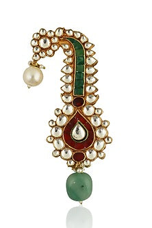 Gold Plated Red & Green Jadtar Stones Kilangi