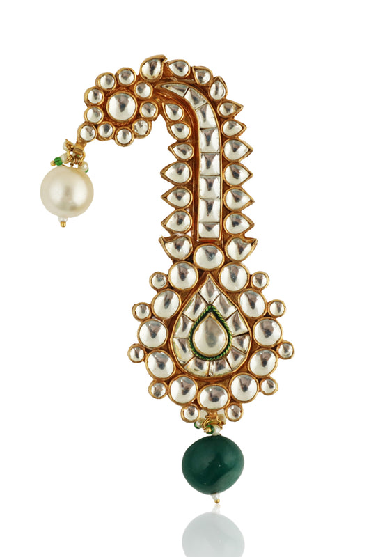Gold Plated Jadtar Stones & Emerald Green Kilangi