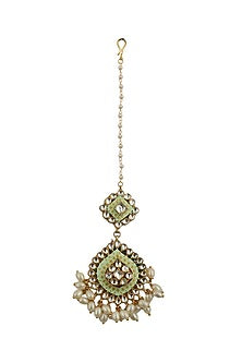Gold Plated Pista Meenakari Maangtikka