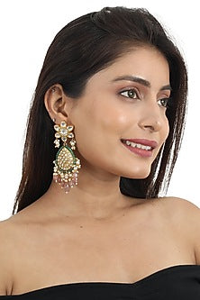 Gold Plated Pastel Pink Beaded Necklace Set
