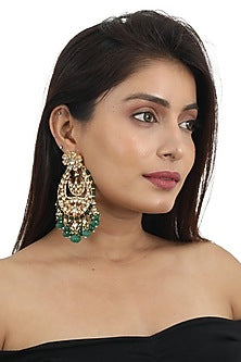 Gold Plated White Jadtar Stone Choker Necklace Set