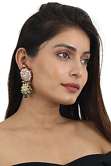 Gold Plated Red Beaded Choker Necklace Set