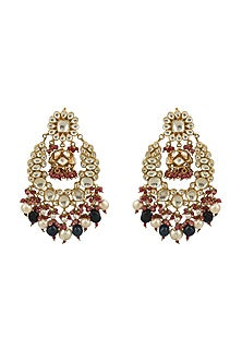 Gold Plated Pearl & Beaded Dangler Earrings