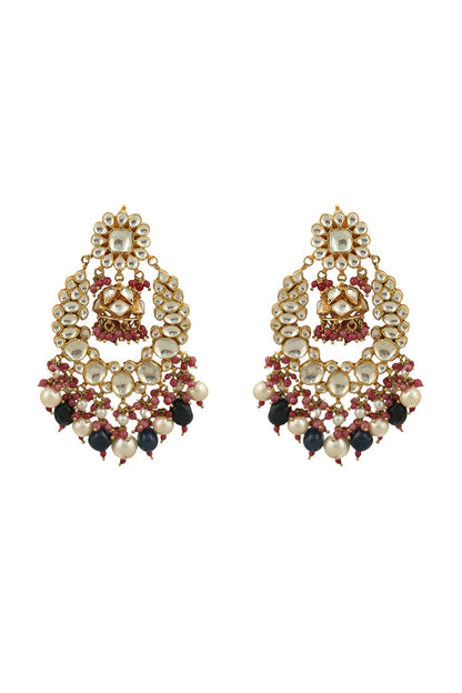 Gold Plated Pearl & Beaded Dangler Earrings