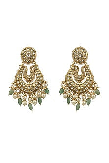 Gold Plated Jadtar Stone Dangler Earrings