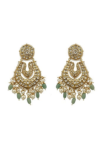 Gold Plated Jadtar Stone Dangler Earrings