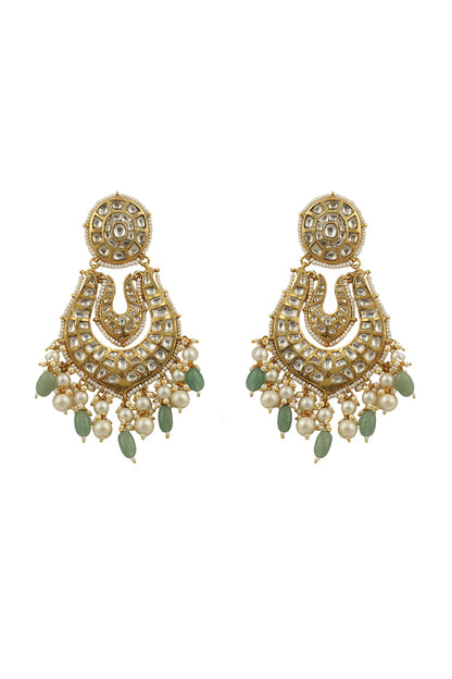 Gold Plated Jadtar Stone Dangler Earrings
