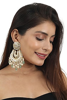 Gold Plated Jadtar Stone Dangler Earrings