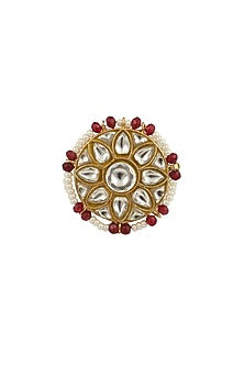 Gold Plated Jadau & Pearl Ring