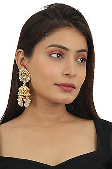 Gold Plated Light Pink Beaded Choker Necklace Set