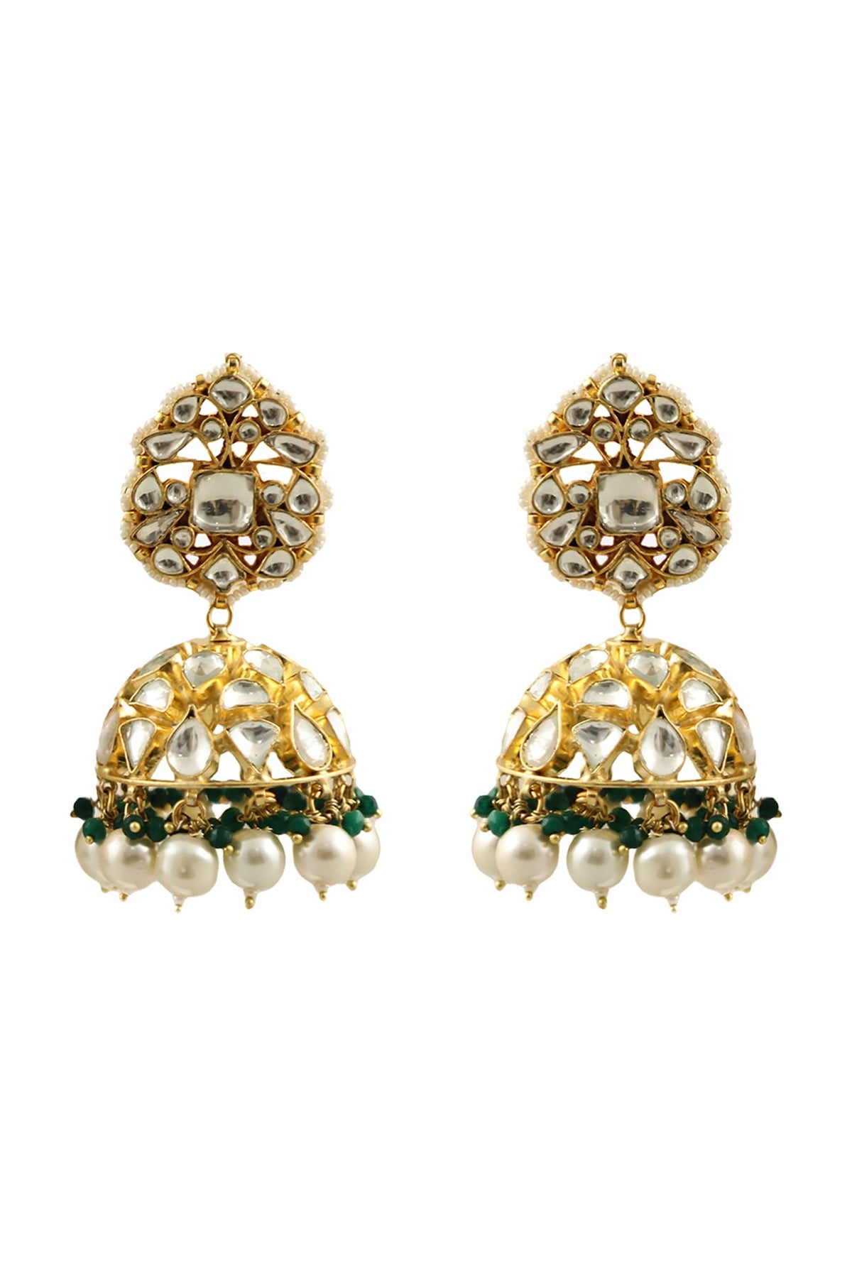 Gold Plated Pearl Jhumka Earrings