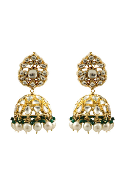 Gold Plated Pearl Jhumka Earrings