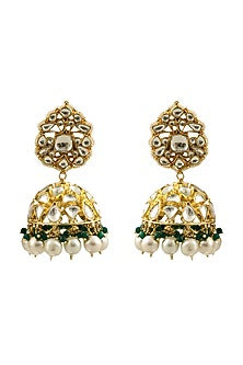 Gold Plated Pearl Jhumka Earrings