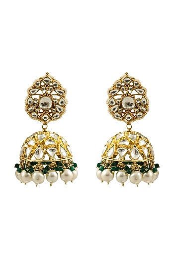 Gold Plated Pearl Jhumka Earrings