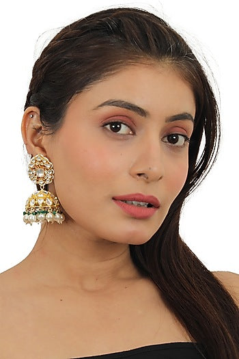 Gold Plated Pearl Jhumka Earrings