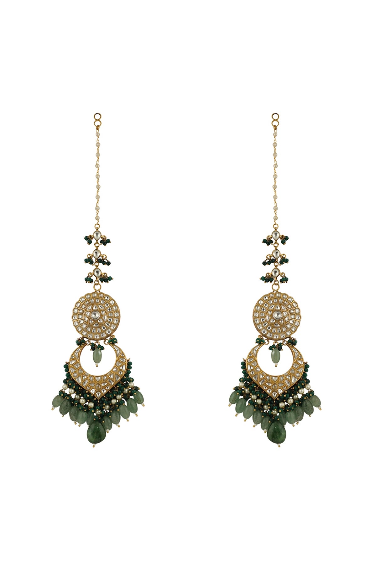Gold Plated Beaded Long Earrings