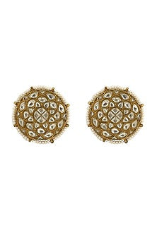 Gold Plated Jadtar Stud Earrings