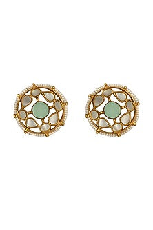 Gold Plated Mother Of Pearl Stud Earrings