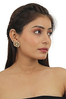 Gold Plated Mother Of Pearl Stud Earrings