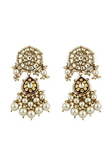 Gold Plated Pearl Meenakari Dangler Earrings