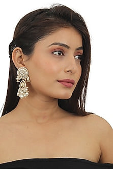 Gold Plated Pearl Meenakari Dangler Earrings