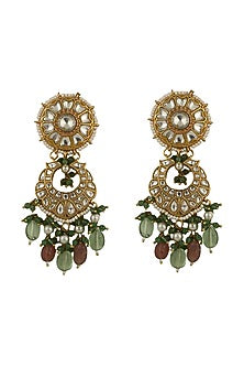 Gold Plated Pastel Pink Beaded Dangler Earrings