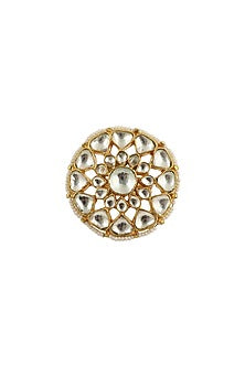 Gold Plated Pearl & Jadtar Ring