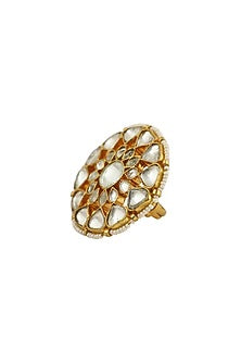 Gold Plated Pearl & Jadtar Ring