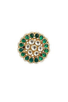 Gold Plated Jadtar Stones Ring