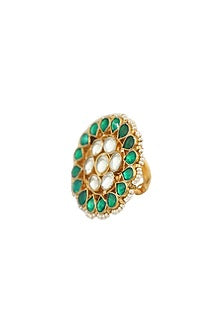 Gold Plated Jadtar Stones Ring
