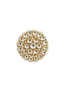 Gold Plated White Jadtar Ring