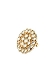 Gold Plated White Jadtar Ring