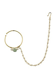 Gold Plated Jadtar Stones Nose Ring