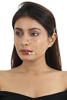 Gold Plated Jadtar Stones Nose Ring