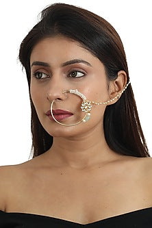 Gold Plated Pearls Nose Ring