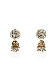 Gold Plated Jadtar Stone & Glass Beaded Necklace Set