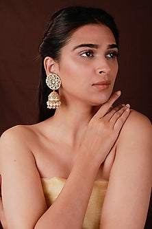 Gold Plated Jadtar Stone & Glass Beaded Necklace Set