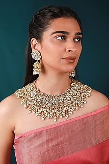 Gold Plated Pearl & Glass Beaded Necklace Set