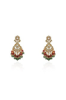 Gold Plated Jadtar Stone & Glass Beaded Necklace Set