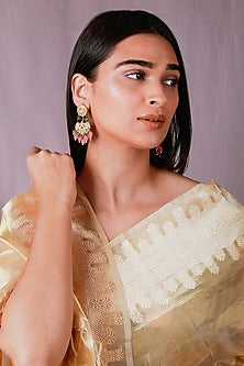 Gold Plated Jadtar Stone & Glass Beaded Choker Necklace Set