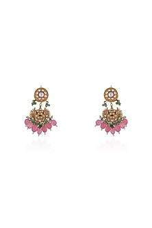 Gold Plated Mint Green Jadtar Beaded Rajwadi Necklace Set